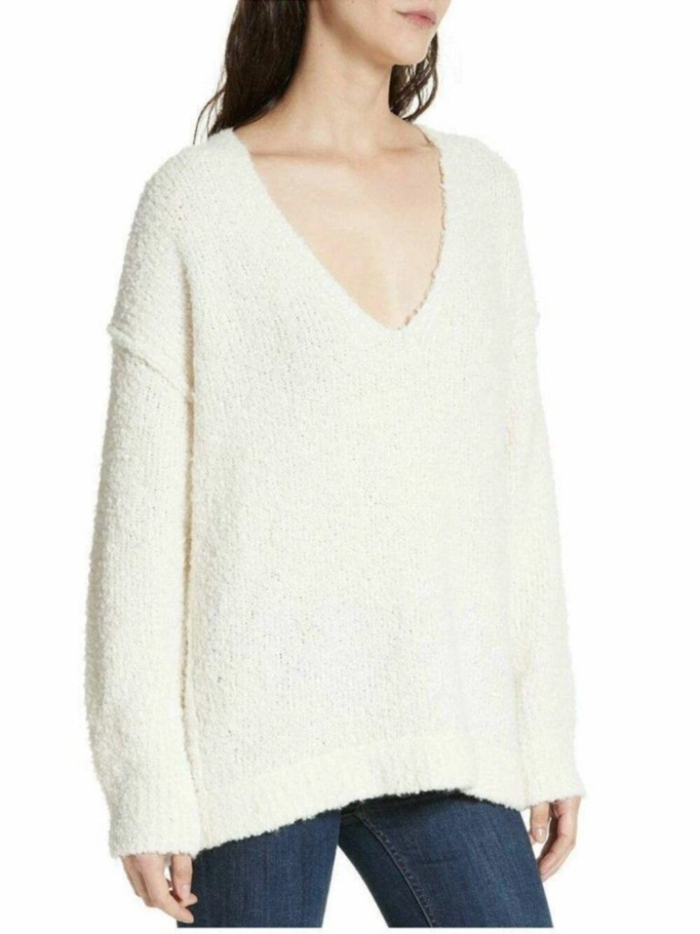 Free People Lofty Boucle V Neck Sweater